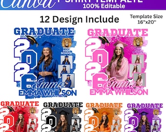 Class of 2026 Bootleg Rap Tee Templates | 12x Graduation Canva Designs (Digital Download)