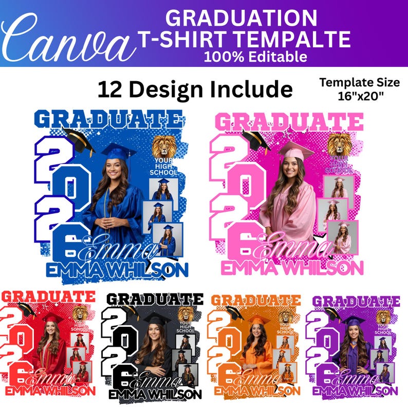 Class of 2026 Bootleg Rap Tee Graduation Templates (12x Bundle) - Etsy