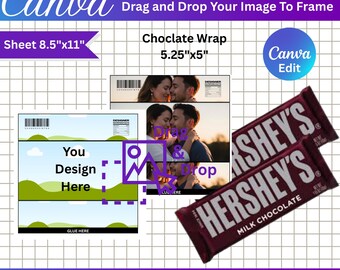 1.55oz Chocolate Bar Wrapper Template Canva Editable,Candy Bar Wrapper Label,Nutritional Label Template,Party Favor Chocolate Wrapper Design