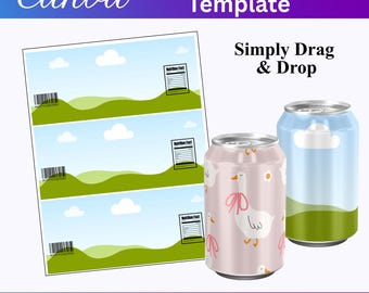 Soda Can Wrapper Template, Canva Editable Soda Can Label, Regular Soda Can, Canva Drink Template, Printable Party Favor Wrap, Instant File