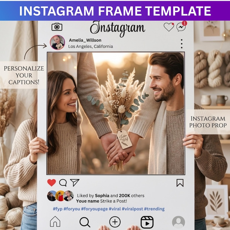 Instagram Photo Booth Frame Template | Customizable Event Prop (digital ...