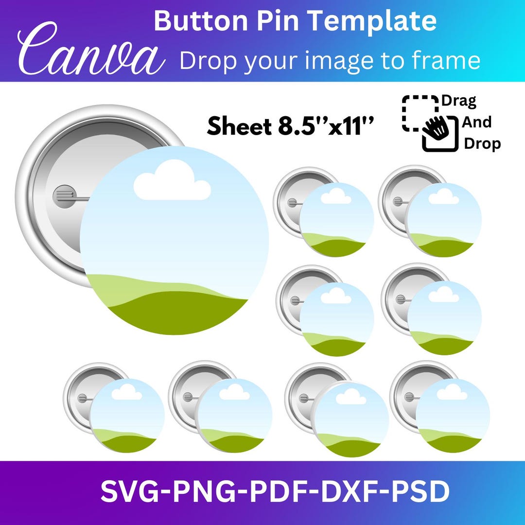 Button Pin Template Bundle | Editable Canva Frames | Sublimation Badge ...