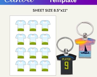 Modello portachiavi per t-shirt, modello portachiavi SVG, portachiavi per sublimazione, portachiavi personalizzato, portachiavi su misura, png, dxf, modificabile con Canva