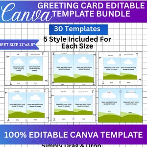 Editable Canva Greeting Card Templates Bundle | A2 A6 A7 Sizes (Digital Download)