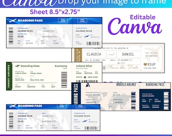 ditable Boarding Pass Canva Template, Printable Airline Ticket, Boarding Pass Surprise Trip, Digital Download DIY Boarding Ticket.