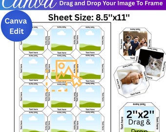 2x2 Size Magnet Template, Fridge Photo Magnets, Canva Template, Square 2x2 Magnet Press Template, Svg, Png, Cricut, Instant Download