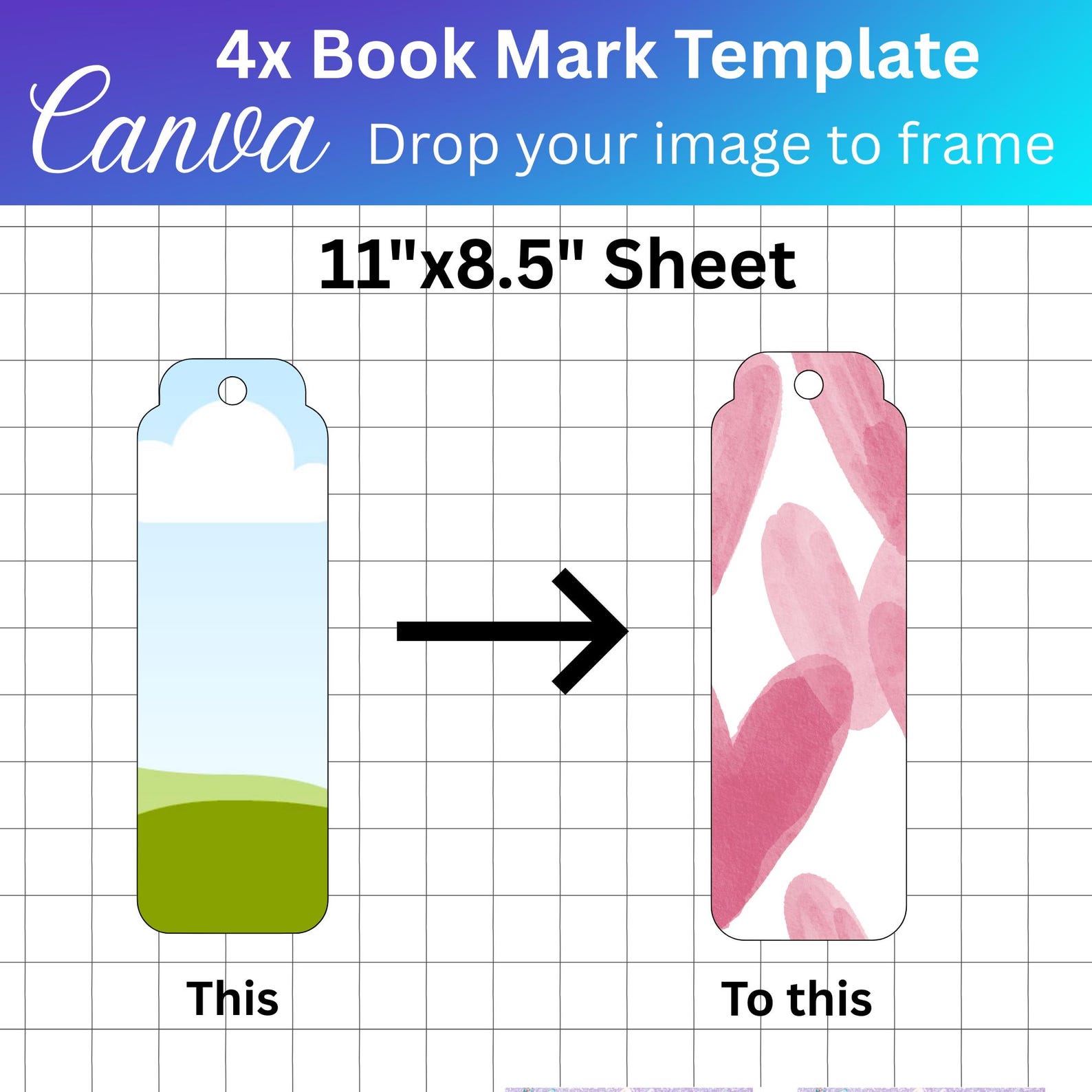 Editable Bookmark Canva Template Printable DIY Frame Digital Download ...