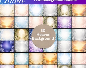 30+ Heaven Background PNG Bundle | Blue Sunset Memorial Backgrounds | In Loving Memory Heaven Stair Steps and Gate Designs Digital