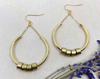 Golden Hoop Charm Earrings