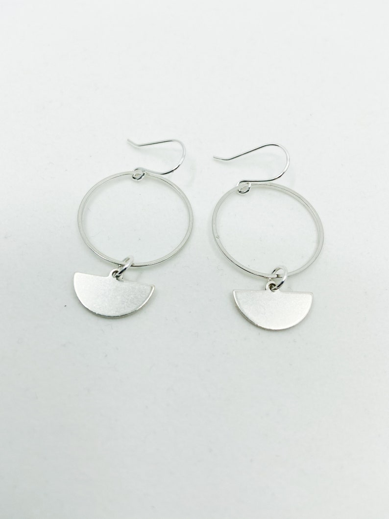 Silver hoops and charm earrings image 1