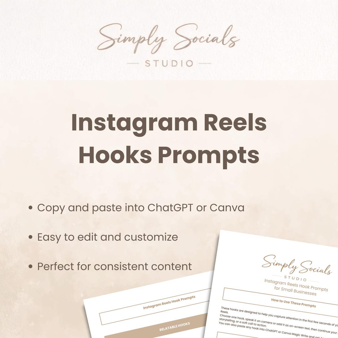 Instagram Reels Hook Prompts for Small Businesses | AI Ready Reel Hooks ...