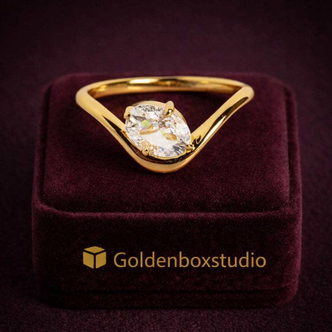 2 CT Oval Cut Moissanite Engagement Ring, 14K Solid Gold Bridal Wave ...