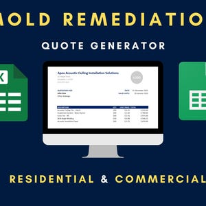 Mold Remediation Excel Template | Contractor Quote | Construction Bid Sheet | Job Tracker & Invoice | Google Sheets