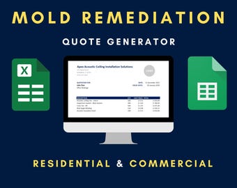 Mold Remediation Excel Template | Contractor Quote | Construction Bid Sheet | Job Tracker & Invoice | Google Sheets