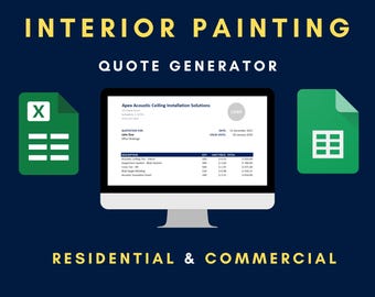 Interior Painting Excel Template | Contractor Quote | Construction Bid Sheet | Job Tracker & Invoice | Google Sheets