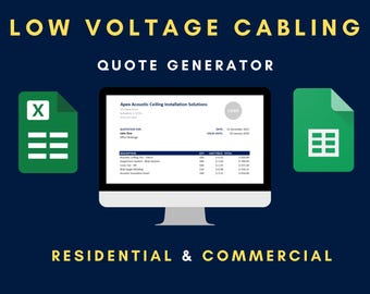 Low Voltage Cabling Quote Generator | Contractor Bid Sheet (Excel, Google Sheets)
