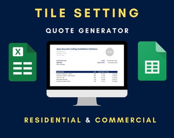 Tile Setting Excel Template | Contractor Quote | Construction Bid Sheet | Job Tracker & Invoice | Google Sheets