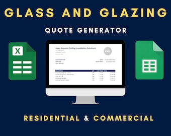 Glass and Glazing Quote Generator | Contractor Bid Sheet, Job Tracker (Excel, Google Sheets)