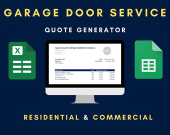 Garage Door Service Quote Generator | Contractor Bid Sheet (Excel, Google Sheets)