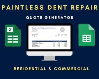 Paintless Dent Repair Quote Generator | Contractor Bid Sheet (Excel, Google Sheets)