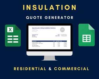 Insulation Excel Template | Contractor Quote | Construction Bid Sheet | Job Tracker & Invoice | Google Sheets