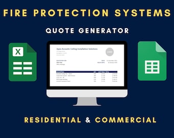 Fire Protection Quote Generator | Contractor Bid Sheet, Job Tracker (Excel, Google Sheets)