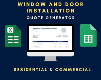Window Door Installation Quote Generator | Contractor Bid Sheet Tracker (Excel/Google Sheets)
