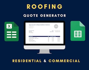 Roofing Excel Template | Contractor Quote | Construction Bid Sheet | Job Tracker & Invoice | Google Sheets