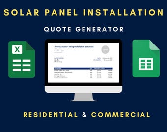 Solar Panel Installation Quote Generator | Contractor Bid Sheet (Excel, Google Sheets)