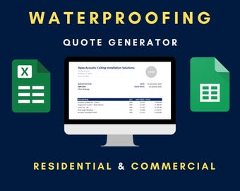 Waterproofing Excel Template | Contractor Quote | Construction Bid Sheet | Job Tracker & Invoice | Google Sheets