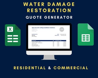 Water Damage Restoration Quote Generator | Excel, Google Sheets Bid Sheet