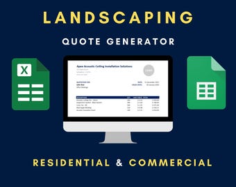 Landscaping Excel Template | Contractor Quote | Construction Bid Sheet | Job Tracker & Invoice | Google Sheets