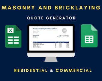 Masonry Bricklaying Quote Generator | Contractor Bid Sheet (Excel, Google Sheets)