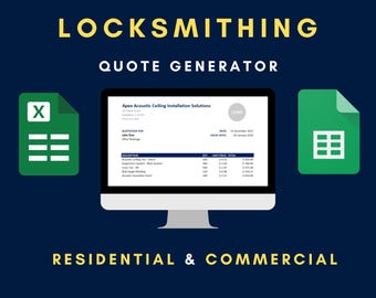 Locksmithing Excel Template | Contractor Quote | Construction Bid Sheet | Job Tracker & Invoice | Google Sheets