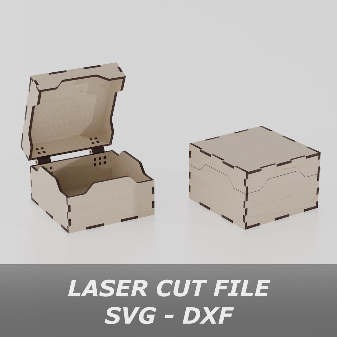 Laser Cut Box With Hinged Lid SVG DXF | Wooden Jewelry Box | Keepsake ...