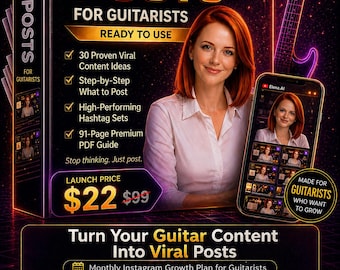 30 Proven Viral Guitar Content Ideas | Growth System for Reels, TikTok & YouTube Shorts | 90+ Page Premium Guide + 20 Video Lessons