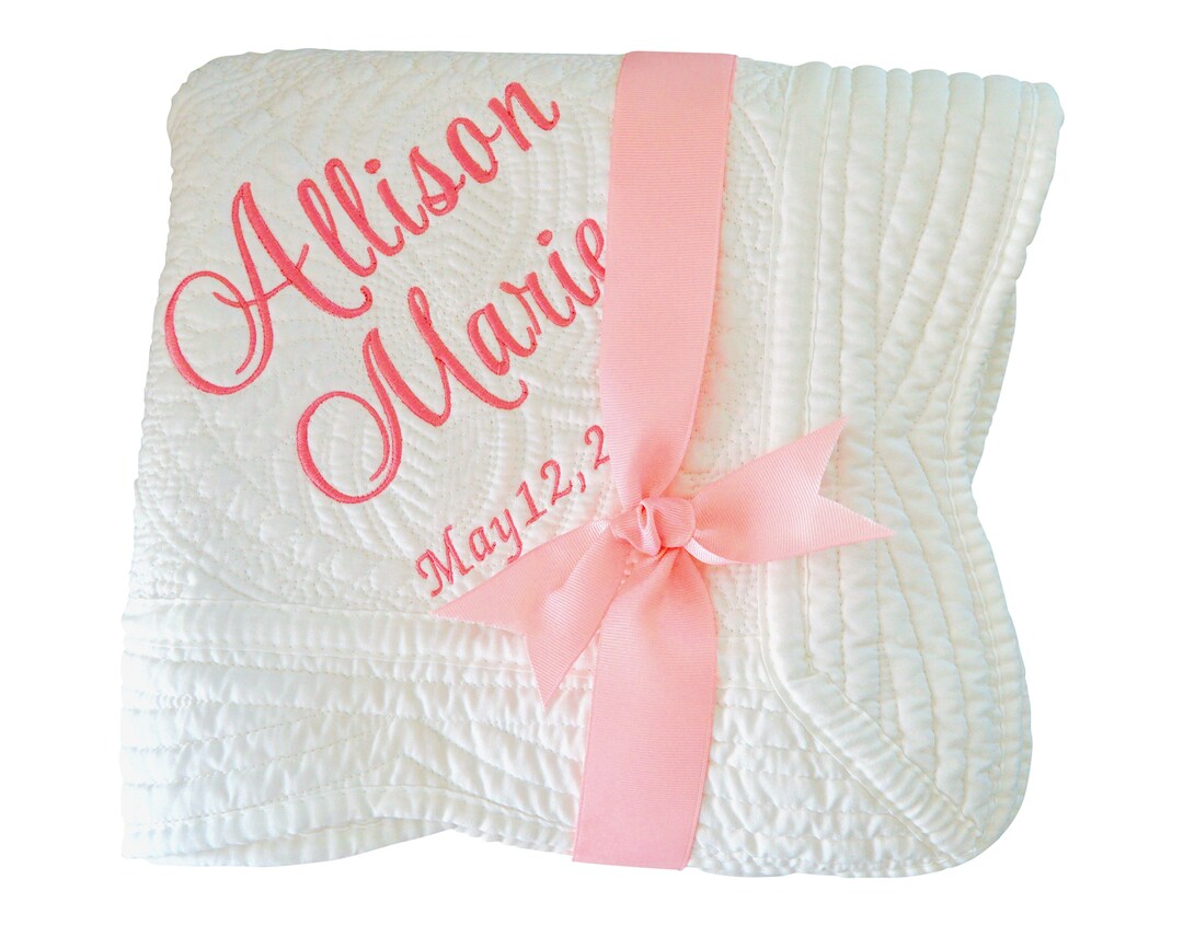 Personalized Baby Quilt Name and Birthdate Girl Boy Etsy
