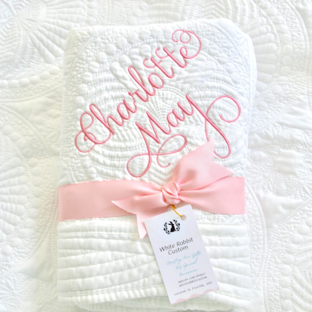 Personalized Baby Quilt With Date Blanket New Mom Newborn Name Gift for ...