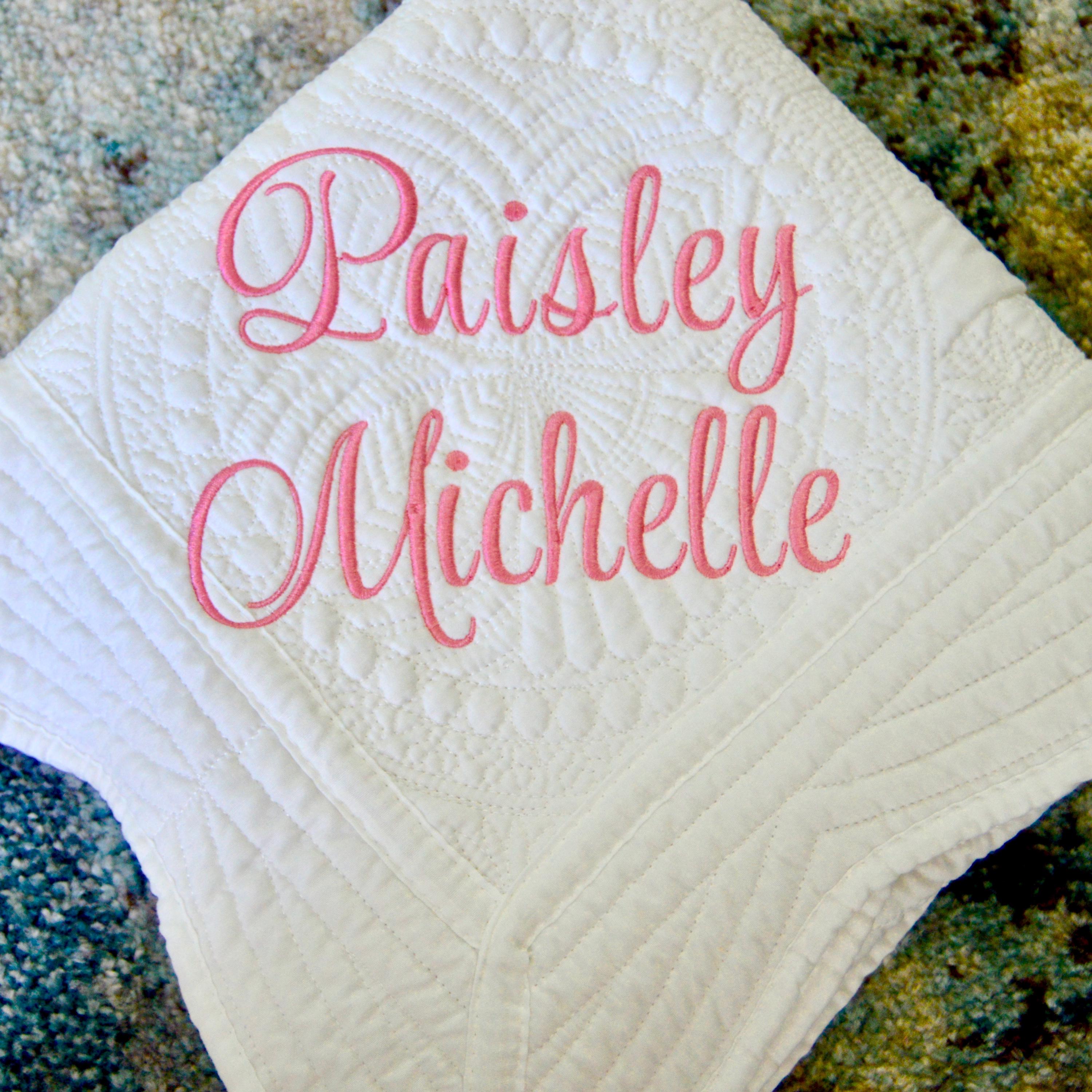 Personalized Baby Blanket Quilt With Embroidered Name & Date - Custom Lightweight Gift For Newborns
