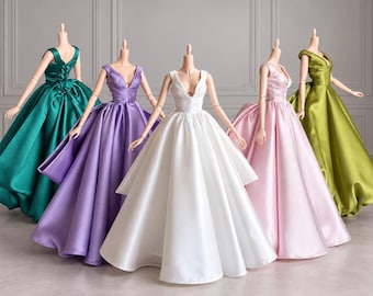 Made-to-Order 1/6 Satin Ball Gown – Formal Doll Dress for Barbie, Silkstone, Poppy Parker & Fashion Royalty