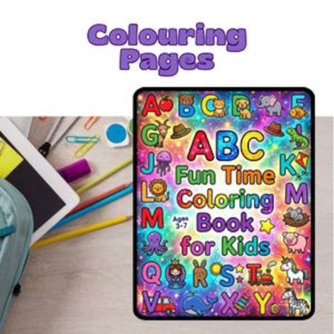 ABC Colouring Book for Kids, Alphabet Learning Pages, Animals Objects ...