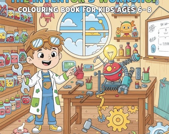 Libro para colorear del taller del inventor / Páginas de actividades STEAM para niños (Descarga digital)