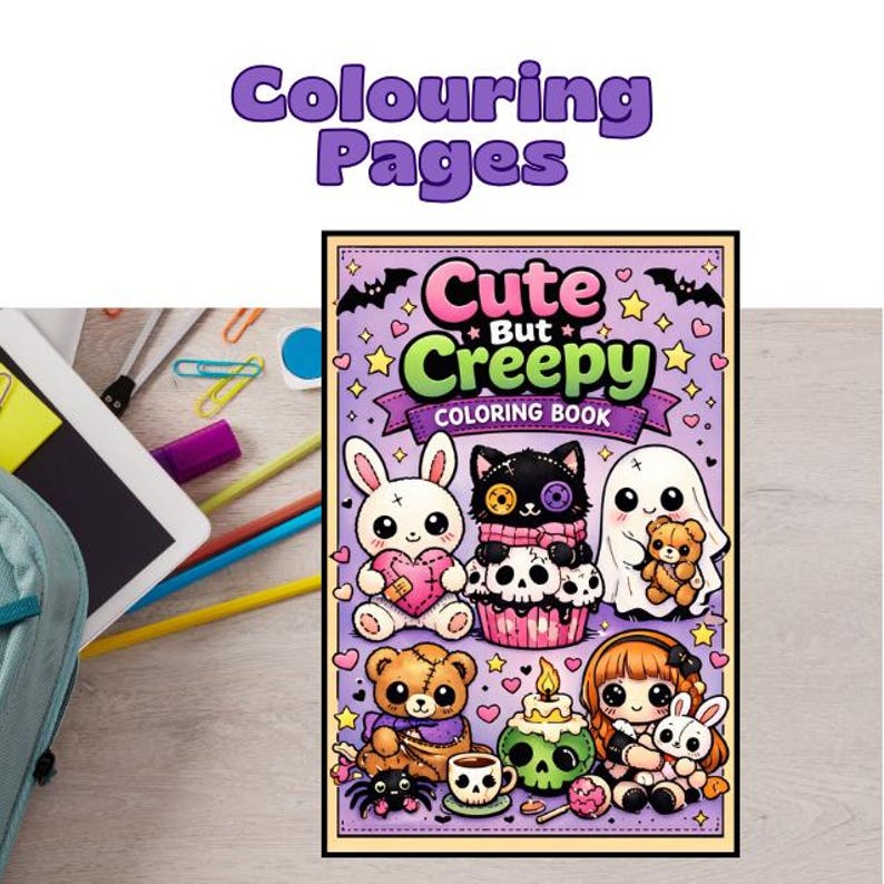 Creepy Coloring Pages, Spooky Kawaii Art (digital Download) - Etsy