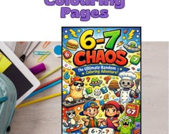 6 7 Chaos, verrückte verrückte Färbung, digitaler Download, wildes vergnügtes Abenteuer