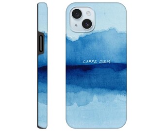 Funda para iPhone "Carpe Diem" Azul Acuarela - Máxima protección y estilo