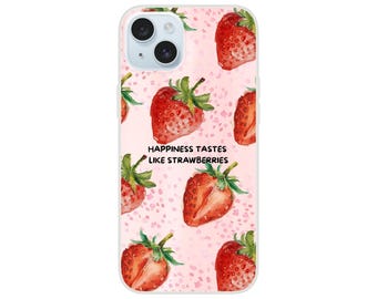 Funda flexible para iPhone con diseño de fresa: personalizable, mate, ligera y resistente a los golpes – iPhone 14, 13, 12