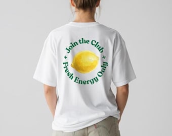 Lemon Club Unisex T-Shirt – “Join the Club” Lemon Print | White Statement Shirt | Minimal Streetwear