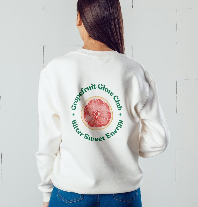 Grapefruit Unisex Oversized Sweatshirt – “Glow Club” Statement Pullover with Back Print – Minimal Streetwear image 1