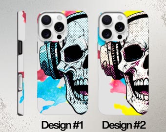 Funda para iPhone con calavera Pop-Art – Resistente en azul y rosa – iPhone 14, 13 y 12
