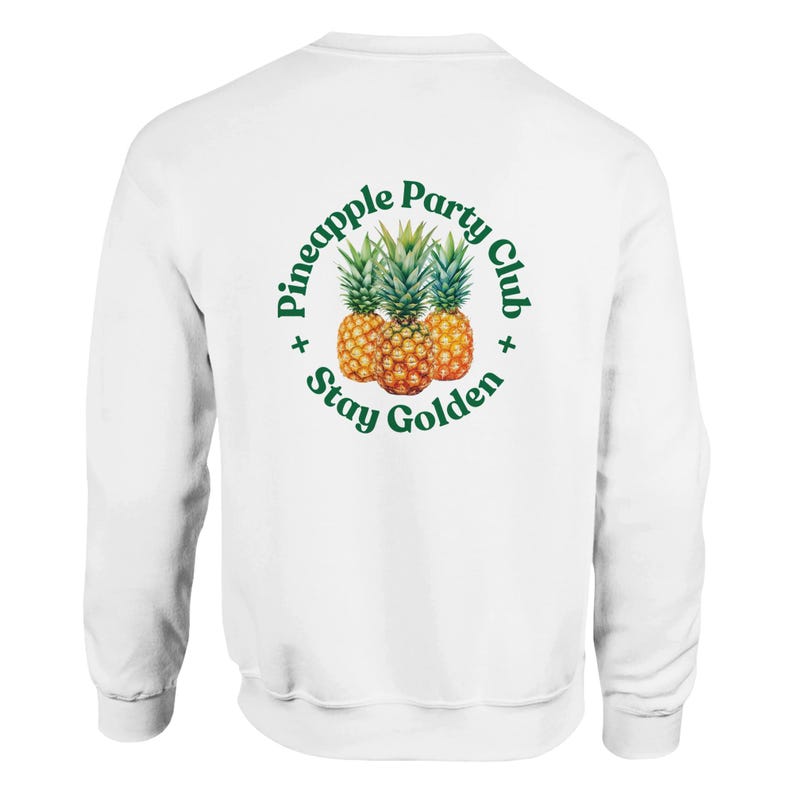 Sudadera unisex de piña extragrande – Jersey con estampado "Stay Golden" en la espalda – Ropa urbana minimalista imagen 4